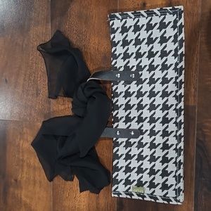 True black and white purse with fabric scarf